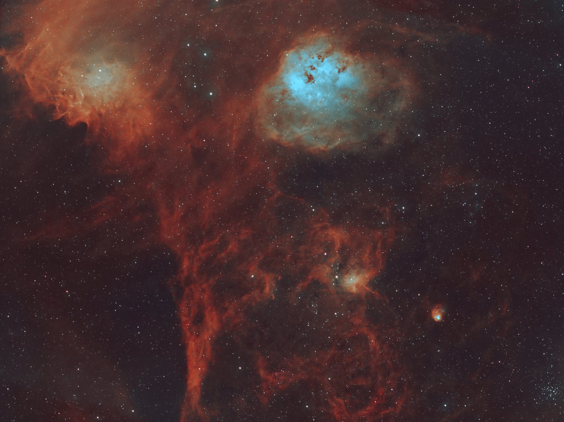 Flaming star nebula tadpole nebula spider nebula Auriga emission and reflection nebula
